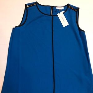 NEW Calvin Klein Blue Blouse with gold buttons